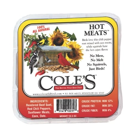 Coles Wild Bird Products Co COLESGCHMSU Hot Meats Suet Cake